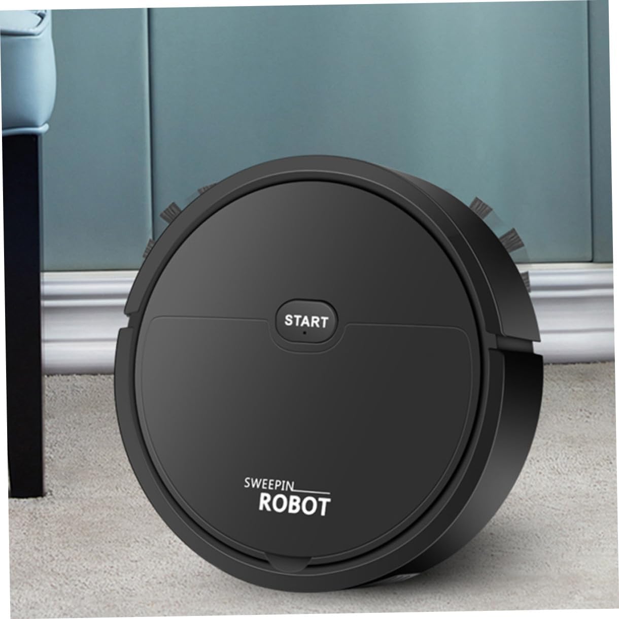 OUNONA Robotic Automatic Sweeping for Pet Hair Dual Sided Brush Wet Dry Mopping Small Easy to Clean Black