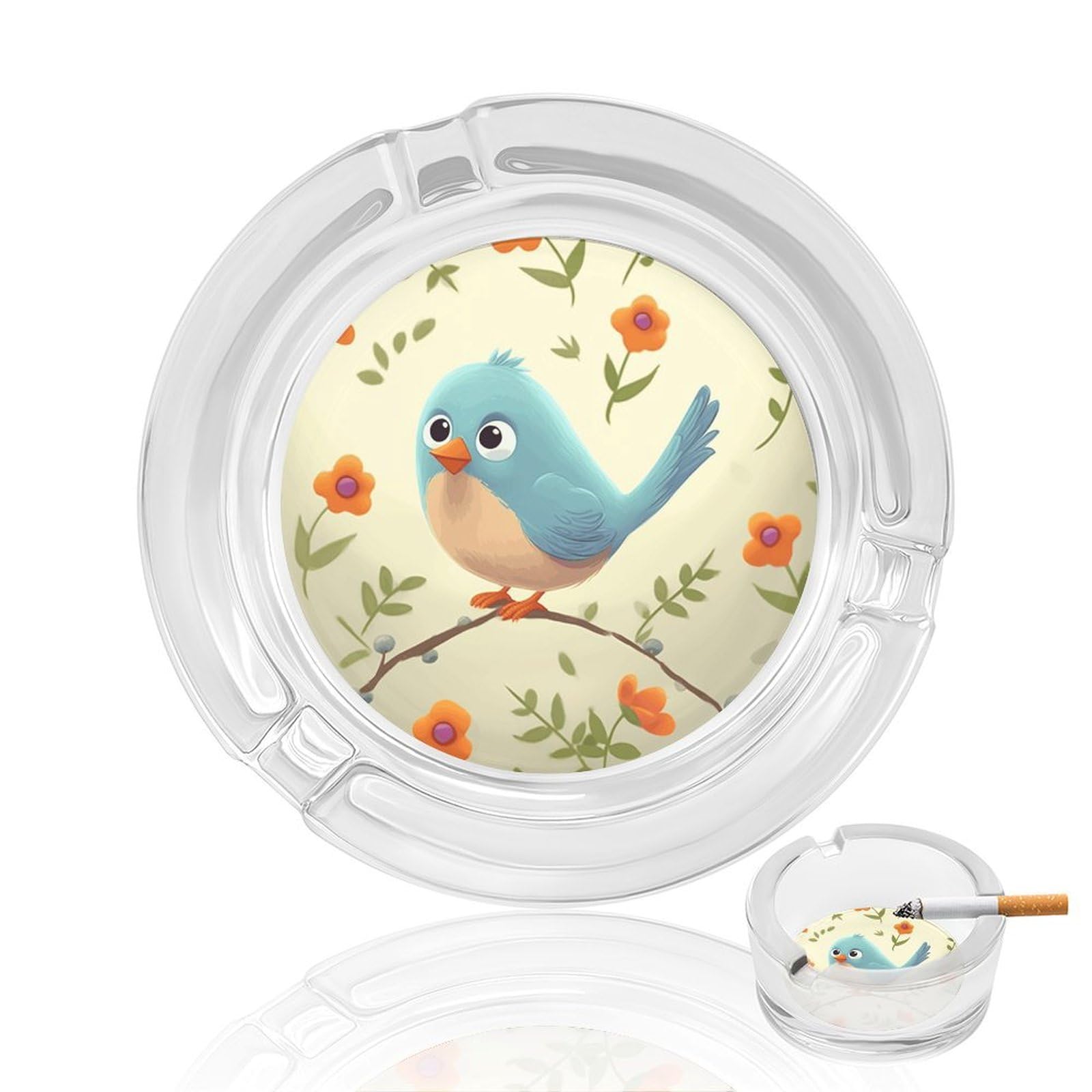 Cute Bird Ashtray Cigar Cigarette Rest Glass Outdoor Cigar Ashtrays with 3 Grooves Travel Cigar Ashtrays Fancy Cute Cool Ash Tray for Smokers Tabletop