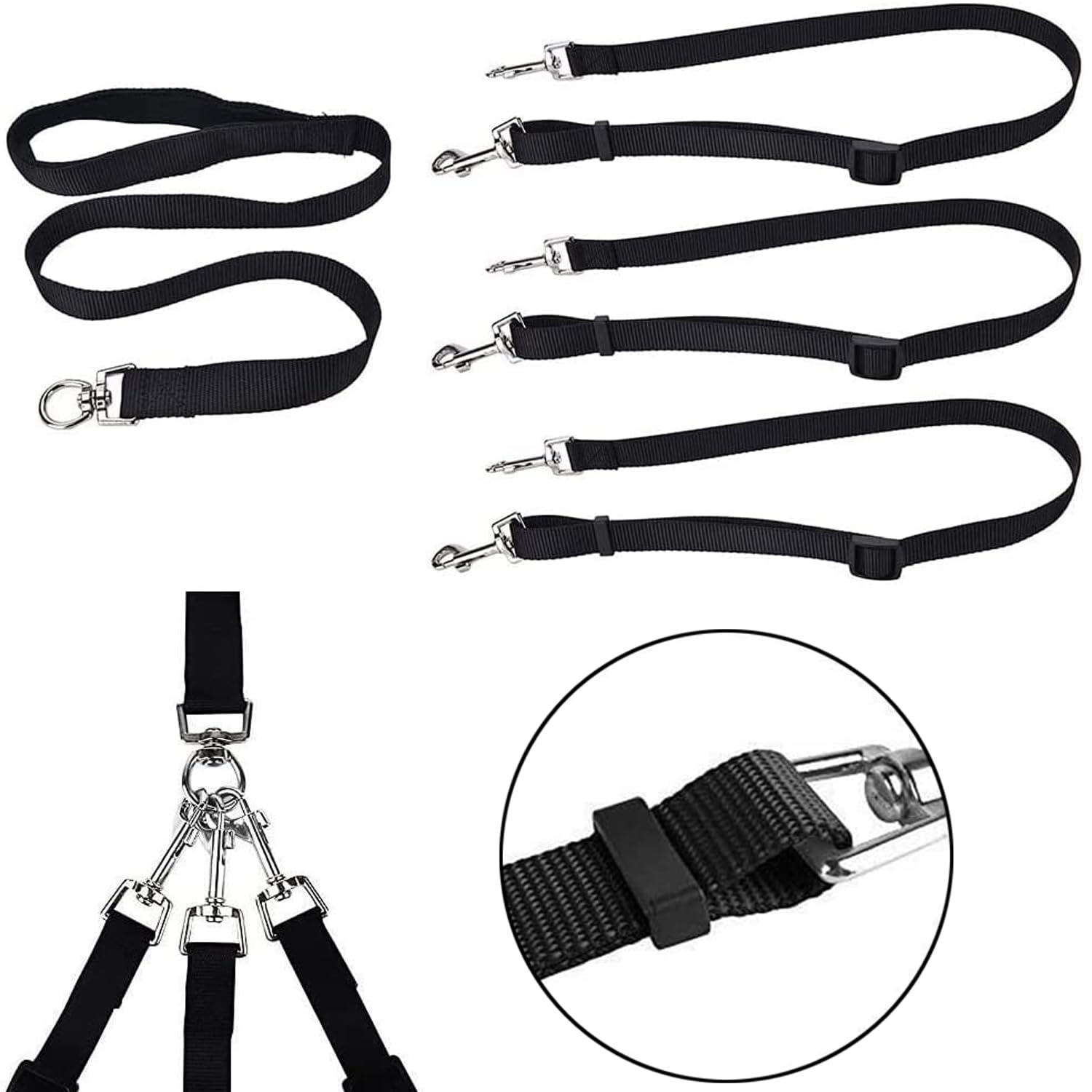 3 in 1 Dog Leashes, with Adjustable Detachable Coupler, 3 Way Dog Leash, Durable Strong Nylon Long Line Dog Leads - Image 3