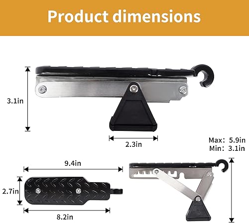 Miniatura 13 de SYDSZ Escalón de puerta de automóvil, ajuste universal, acceso al techo del automóvil, estante de techo de aleación de aluminio plegable, pedal