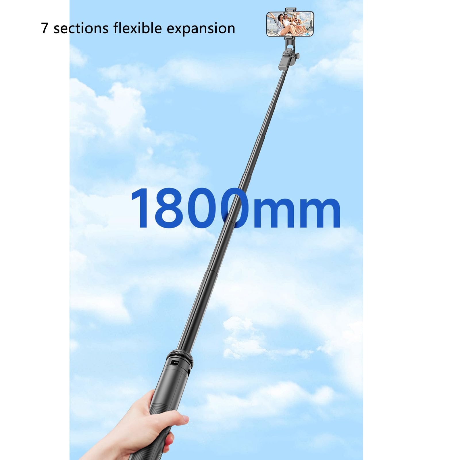 Cocoarm 71in Selfie Stick Treppiede per Telefono, Rotazione a 360 Gradi