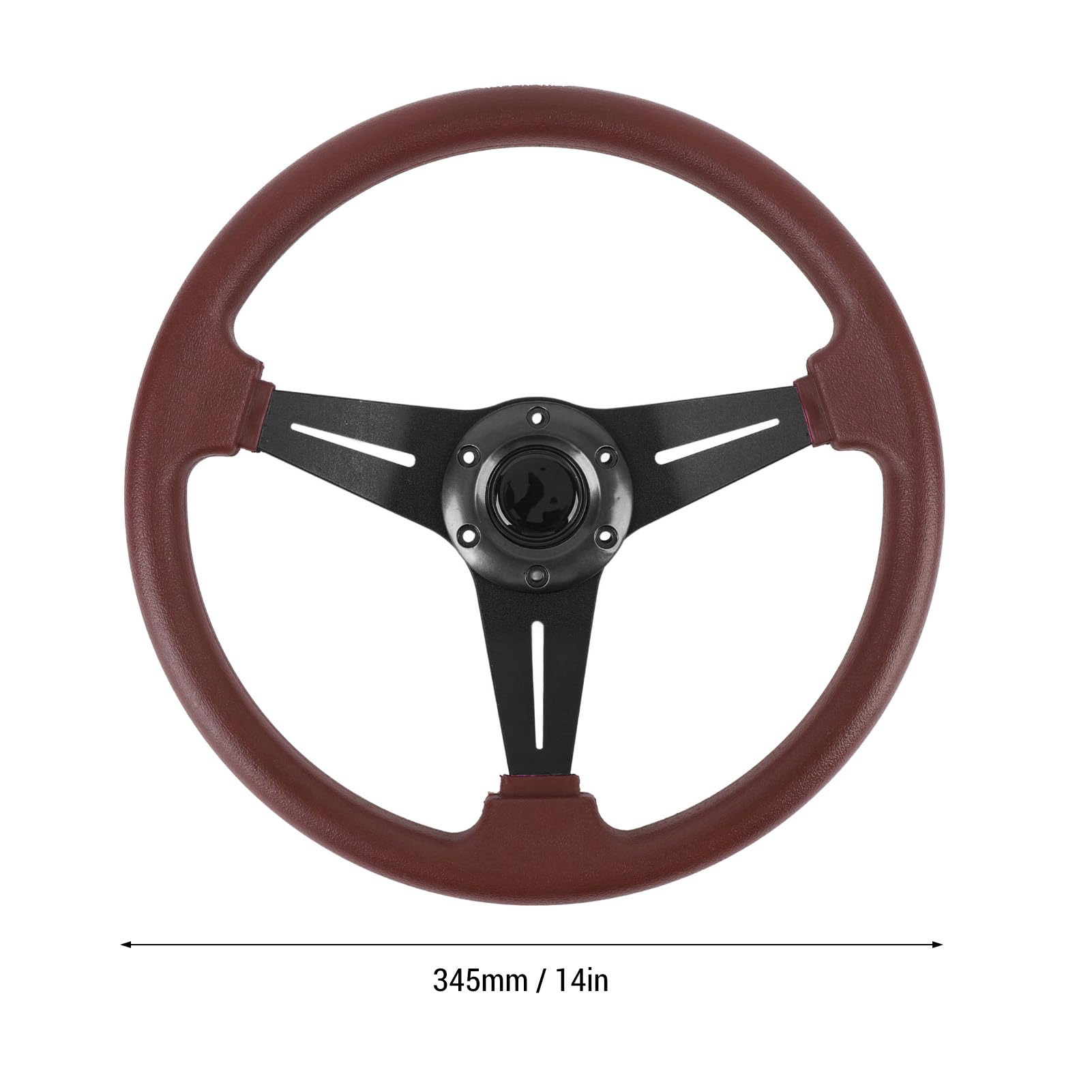 14in Racing Volante con un Pulsante Corno in Pelle PU Contempo Comodo Adattatore del Volante a 6 Fori (Nero)