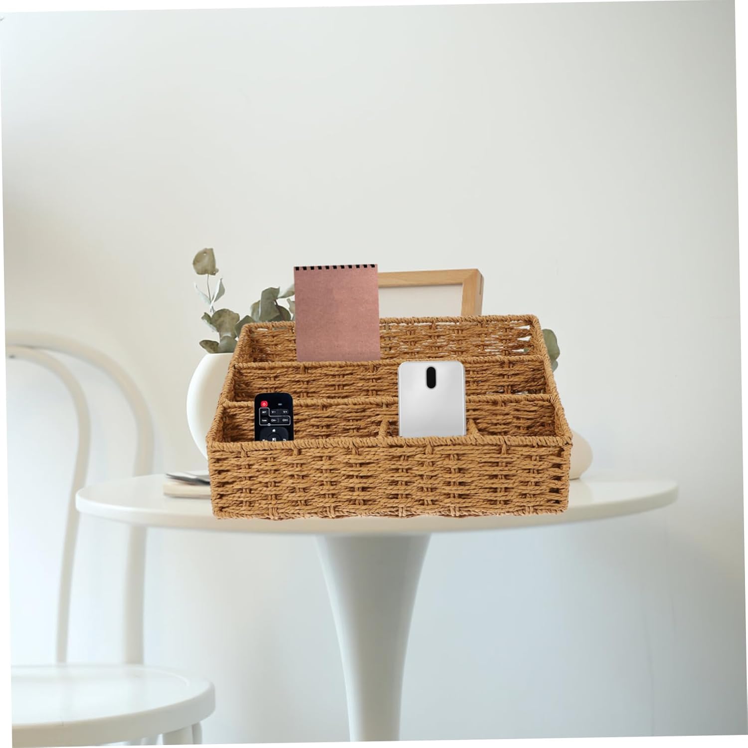 Woven Magazine Rack Organizer Rattan Display Boxes Wire Baskets for Pantry
