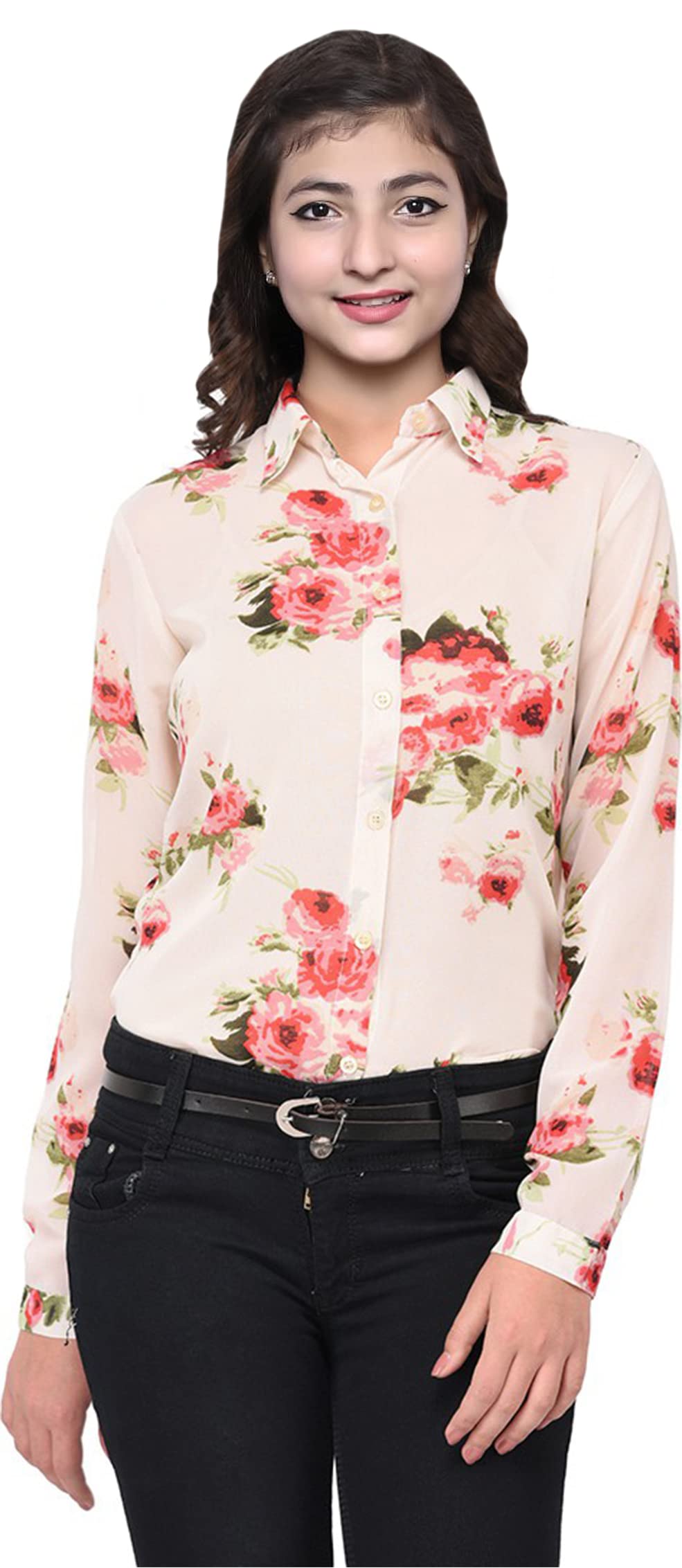 Girls Spread Collar Floral Print Regular shirt-64-picture-38