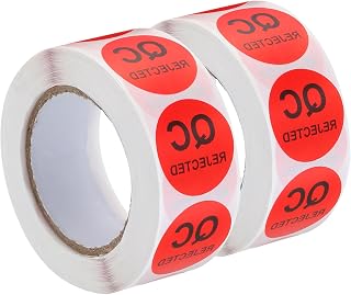 MECCANIXITY Inventory QC Rejected Stickers Labels 25mm/1" Red for Inventory Warehouse Stock, 2 Roll 1000 Piece