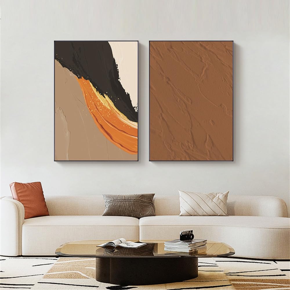 WUHBCZ Pictures,Abstract Color Block Poster Nordic Brown Color Canvas Print Art Painting Minimalist Modern Wall Picture Interior Office Home Decoration-50 * 60cm*2PCS (No Frame)