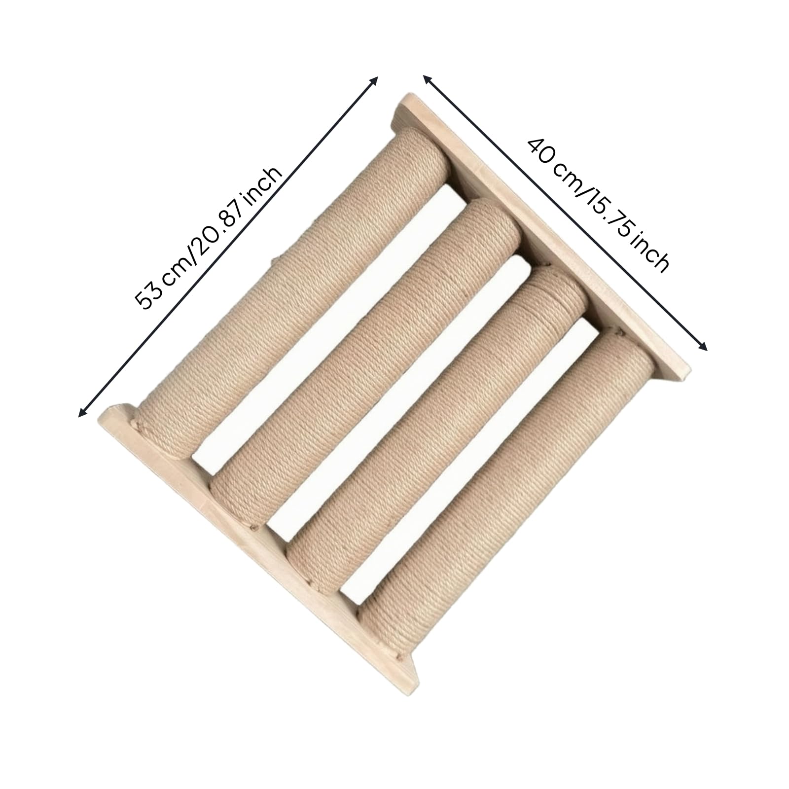 Rastrelliera in Legno con Corda di Sisal Antitraccia Igienico per Casa, Legno 40CM 4, Corda 53CM 6MM