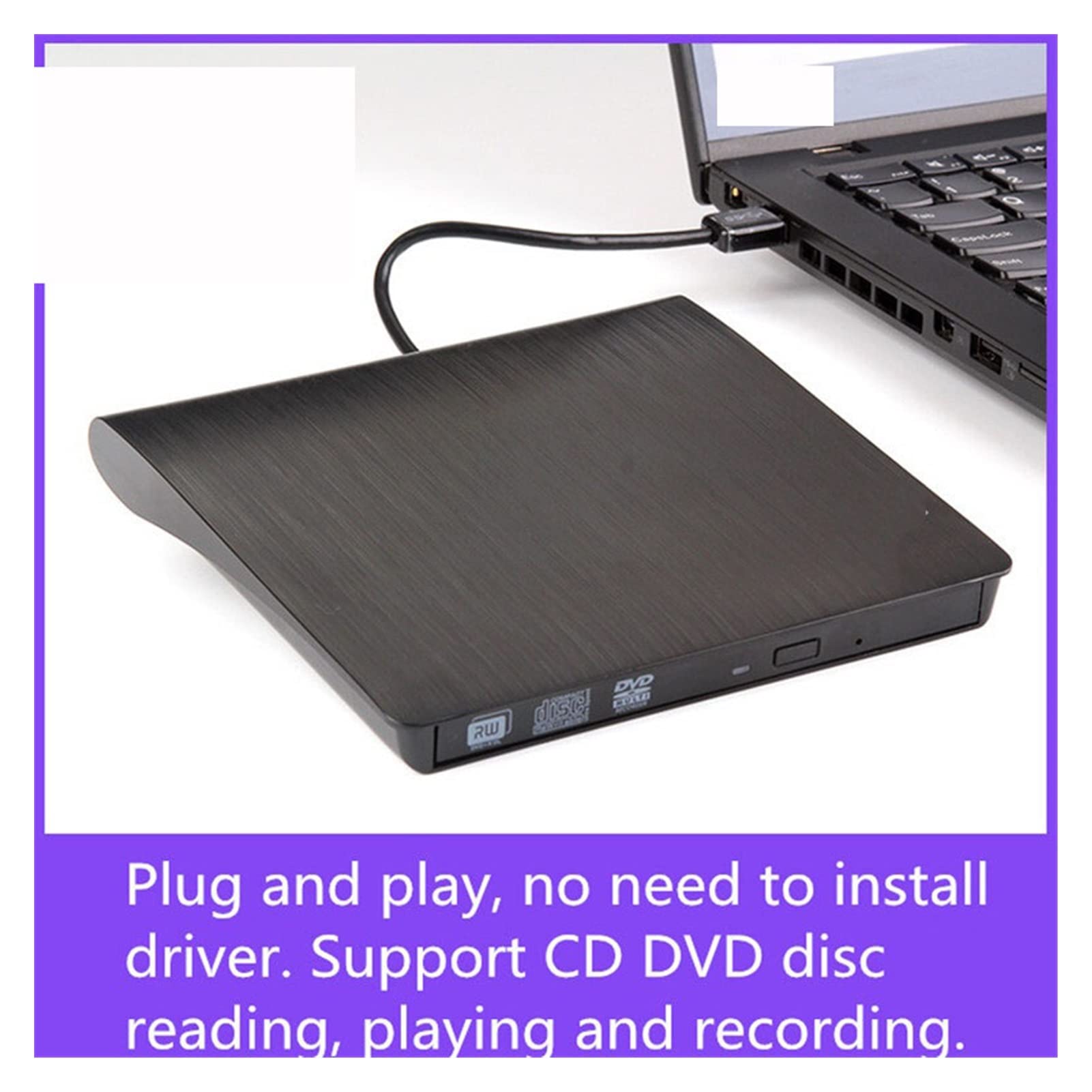 USB 3.0 Externo DVD Recorder and Play sin la instalación del Controlador Supports CD DVD Disco de Lectura y grabación.