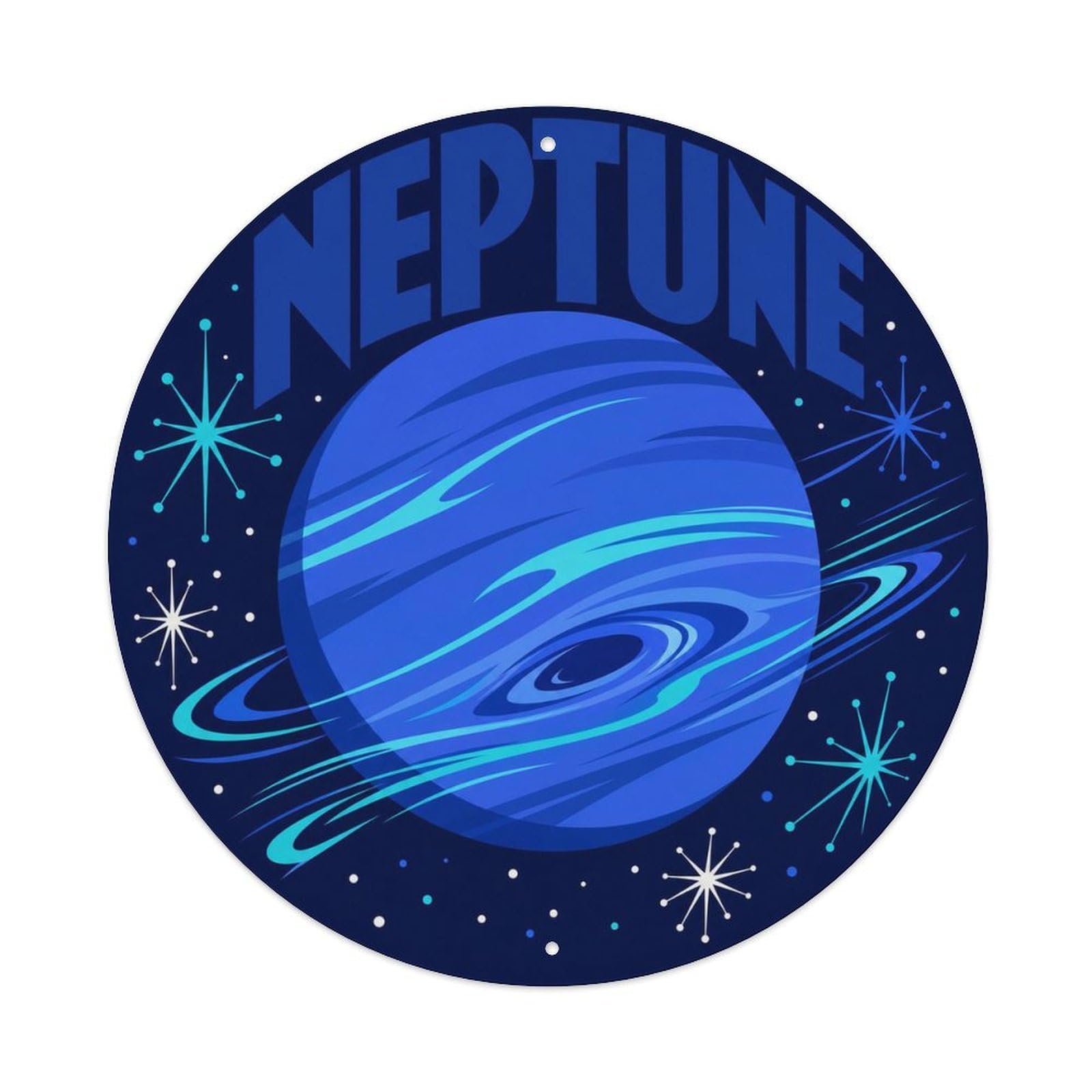 Deep Space Planetary Orbit Neptune Ice Giant Astral Metal Tin Sign