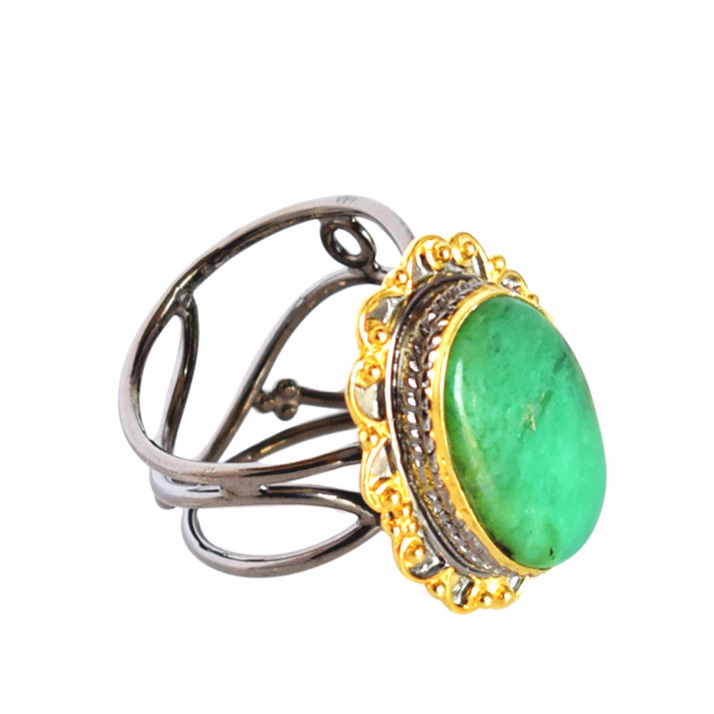 Anello da cocktail in argento Sterling 925 con pietre preziose crisoprasi fidanzamento matrimonio anniversario gioielli da sposa per donne