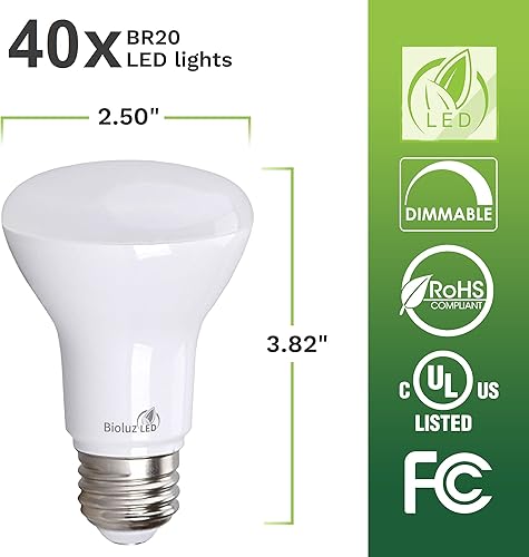 Miniatura 2 de Bioluz LED Bombilla LED BR20 de 3000 K, color blanco suave brillante de 6 W  50 W, repuesto de 90 CRI 540 lúmenes, para interiores y exteriores,