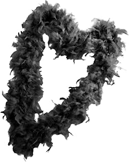 [Uoqpty] ボアスカーフ | 約1.8メートル エレガント 黒 衣装アクセサリー | コスプレ 衣装 ボア パーティー アクセサリー - 大人のダンサーやパフォーマー向け、祝賀やカーニバル、写真撮影、誕生日用に適したアイテム