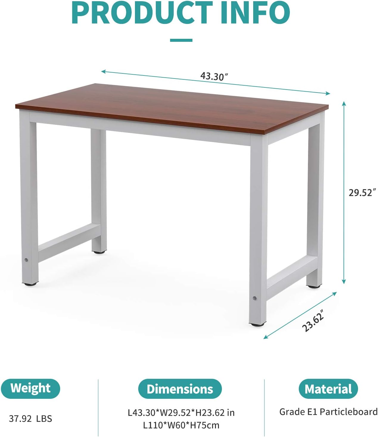 mecor Computer Desk 43” Modern Sturdy Office Desk PC Laptop Notebook Study Writing Table for Home Office Workstation(RED)