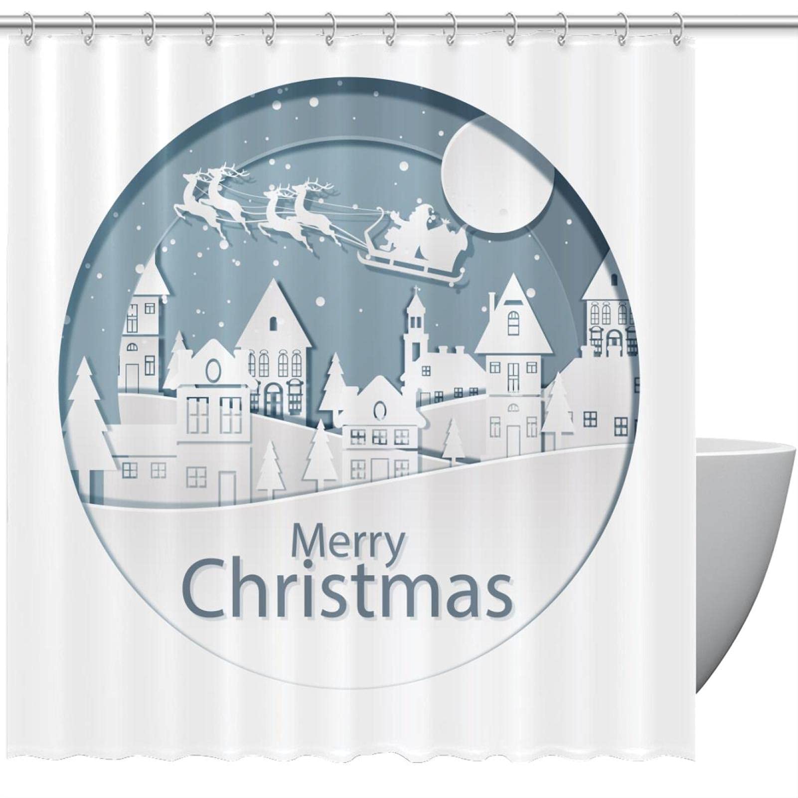 Rideaux de douche de Noël pour transformer votre salle de bain en fête