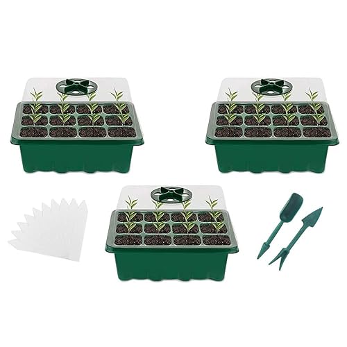 Mini Serre pour Plantes,3 Pièces 36 Cellules Intérieure Plateau Semis,Plateaux