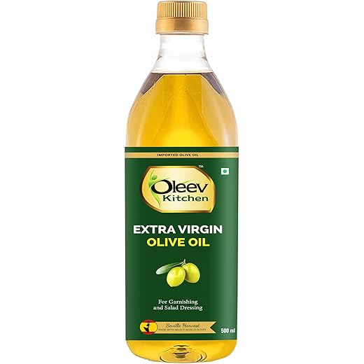 Oleev Extra Virgin Olive Oil | Cold Pressed, Imported from Spain | for Flavouring, Dips,Chutney & Salad Dressing | Anti-oxidant, Pro Health with Vitamins & Fatty Acid. | Rich In Taste, Healthy Choice-500ml