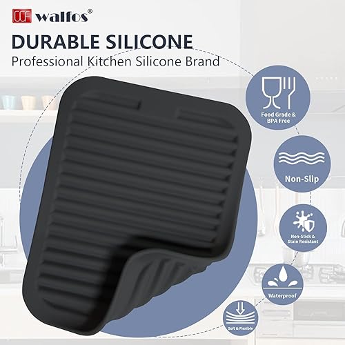 Miniatura 6 de Walfos Salvamanteles para platos calientes, salvamanteles de silicona multiusos, soportes para ollas resistentes al calor para cocina, almohadillas