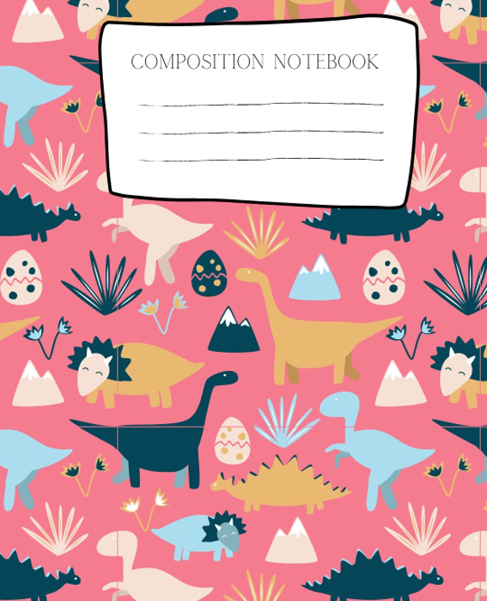 Pink Dinosaur Composition Notebook 7.5 x 9.25 100 Lined Pages