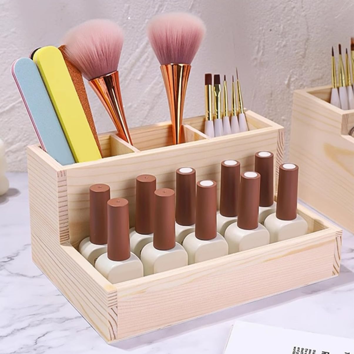 Realizzato in Legno, Organizer per Cosmetici da Scrivania Struttura Robusta e Multi-Scomparto per Risparmiare Spazio