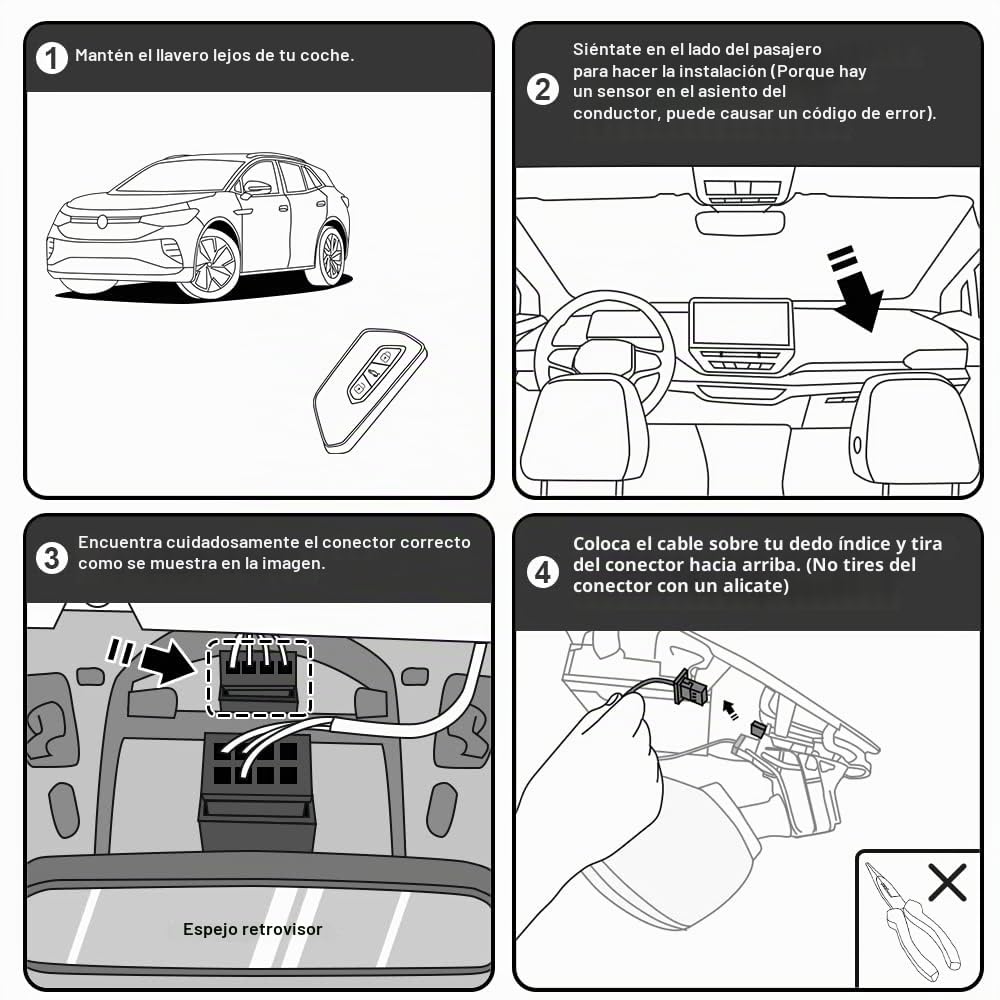 Fitcamx Cámara de Coche Adecuado para VW ID.4 ID.5 2021-2025 & Audi Q4 e-Tron, OEM Dashcam 4K 2160P Video WiFi, Visión Nocturna, Monitor de Aparcamiento, G-Sensor, WDR Camara Coche, Tarjeta de 64GB