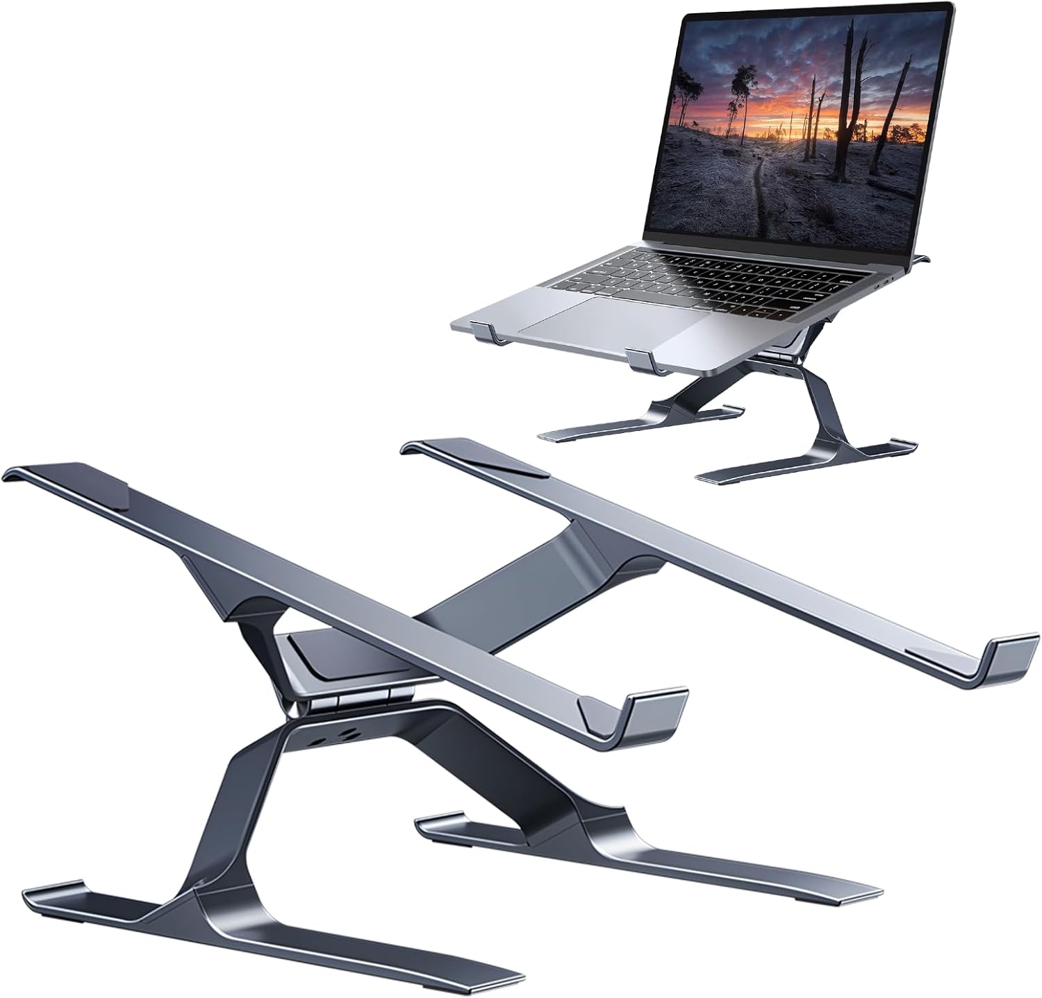 Adjustable Laptop Stand for Desk, Portable Laptop Riser, Ergonomic Computer Notebook Holder for MacBook Pro Air, Dell XPS, HP, Lenovo (13.3-17.3'') (Gray)