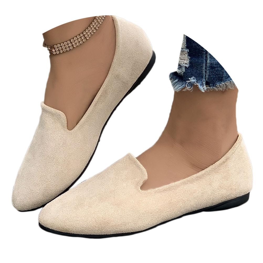 Onsoyours Femmes Suede Mocassins Chaussures Plates Été Loafers Confortables à Enfiler Pantoufle Mocassins Chaussures à Bout Pointu Mocassins de Couleur Bonbon