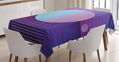 Ambesonne Synthwave - Mantel de arte futurista contemporáneo abstracto con rayas y redondos galácticos, mantel rectangular para decoración de