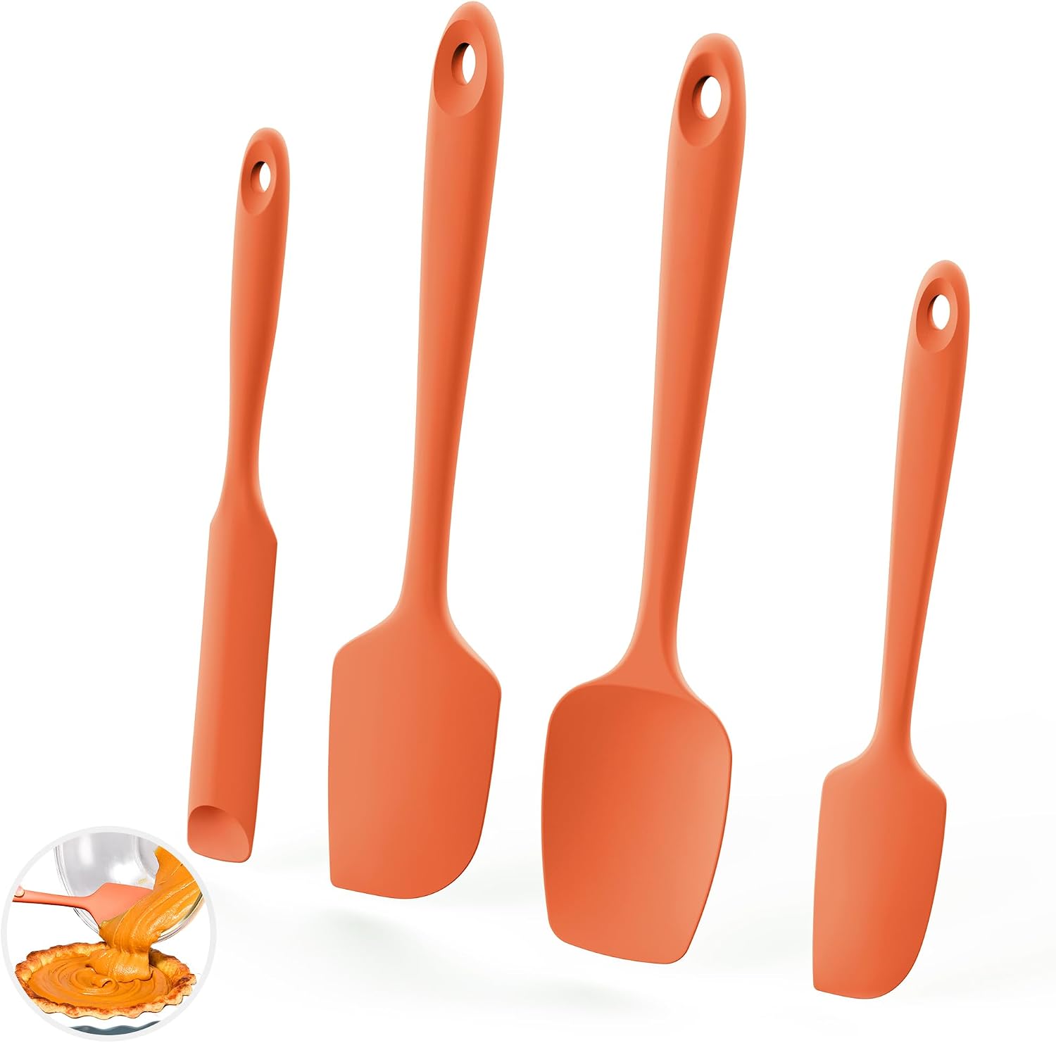 U-Taste 600ºF Heat Resistant Silicone Spatulas for Cooking, 4Pcs/Orange