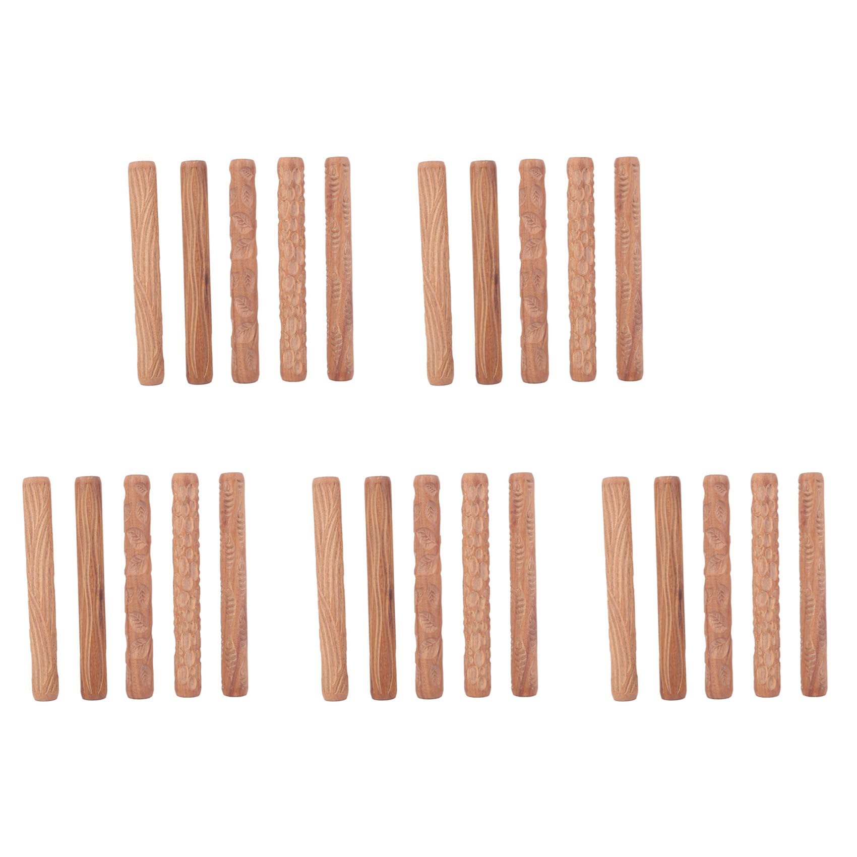 Hndhbfgrt 25PCS Pottery Tools Wood Hand Rollers for Clay Clay Stamp Clay Pattern Roller
