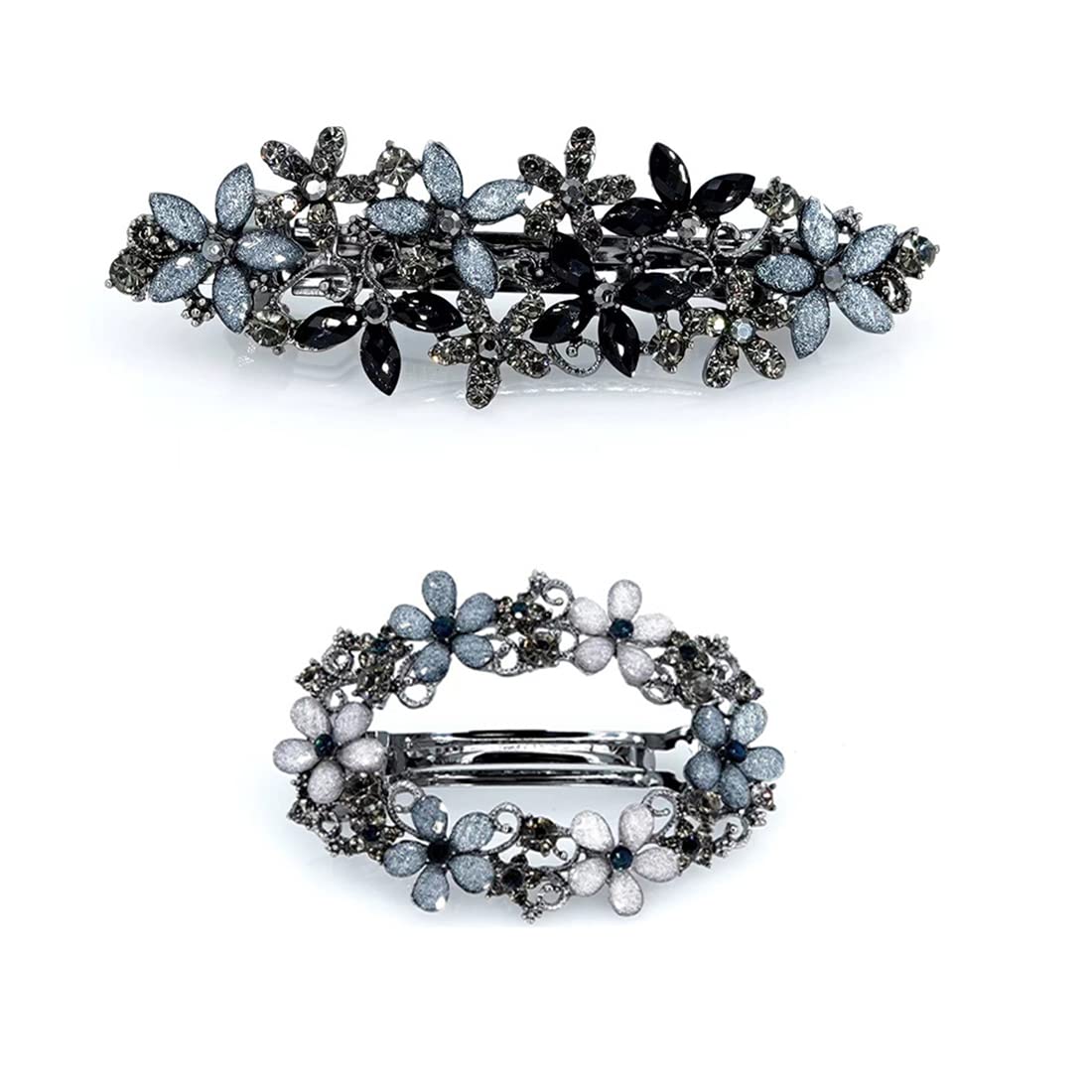 2 Stück Haarspangen Mit Blumen-Design – Elegant & Glitzernd Für Damen