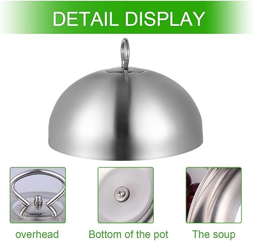 Miniatura 2 de Cabilock - Cubierta de cocina para carne de acero inoxidable, tapa para tapa de plato de cúpula de Teppanyaki, antiaceite, cubierta de alimentos,