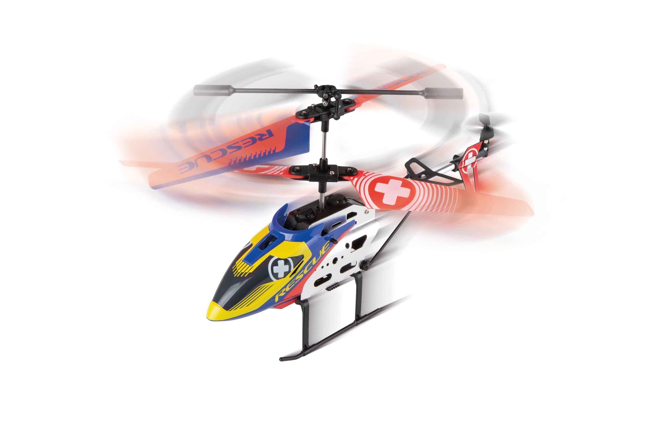 Carrera RC Rescue One Elicottero radiocomandato da 2,4 GHz, elicottero RC con scafo in alluminio, sistema giroscopico e assistente in altezza, luce LED, funzione di avvio e atterraggio automatico