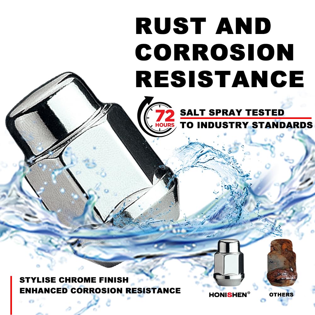 24 Pcs M12 x 1.5 Thread Bulge Acorn 35mm 1.38" Long Lug Nuts Chrome 13/16" 21mm Hex Fits 2004-12 Chevy Colorado GMC Canyon