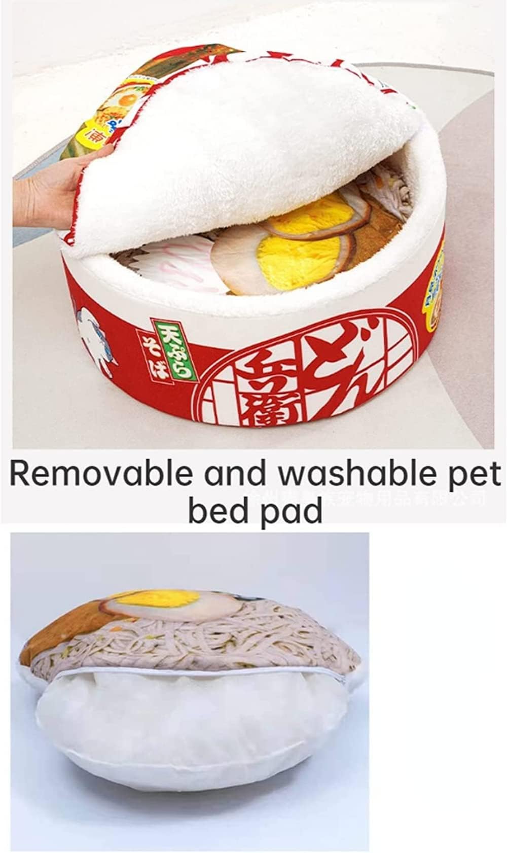 HNEJA Cat Nest Instant Noodle Shape Cat House Cat Sofa Bed Cute and Comfortable Pet Cat House Detachable Multifunctional Soft Pet Bed Suitable for Cats and Dogs Applicable to All Seasons (L,Red)