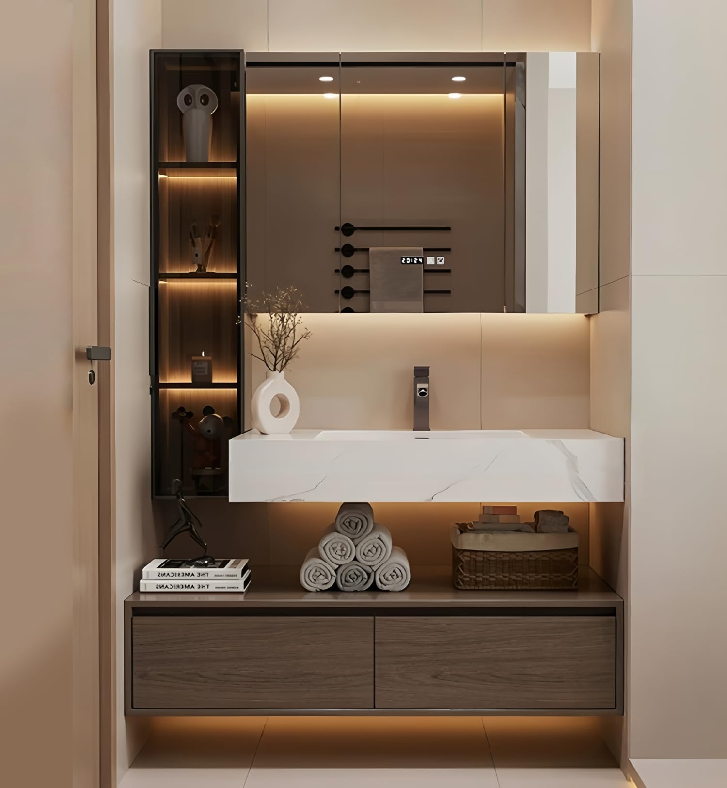 32 Floating Vanity with Glass Side