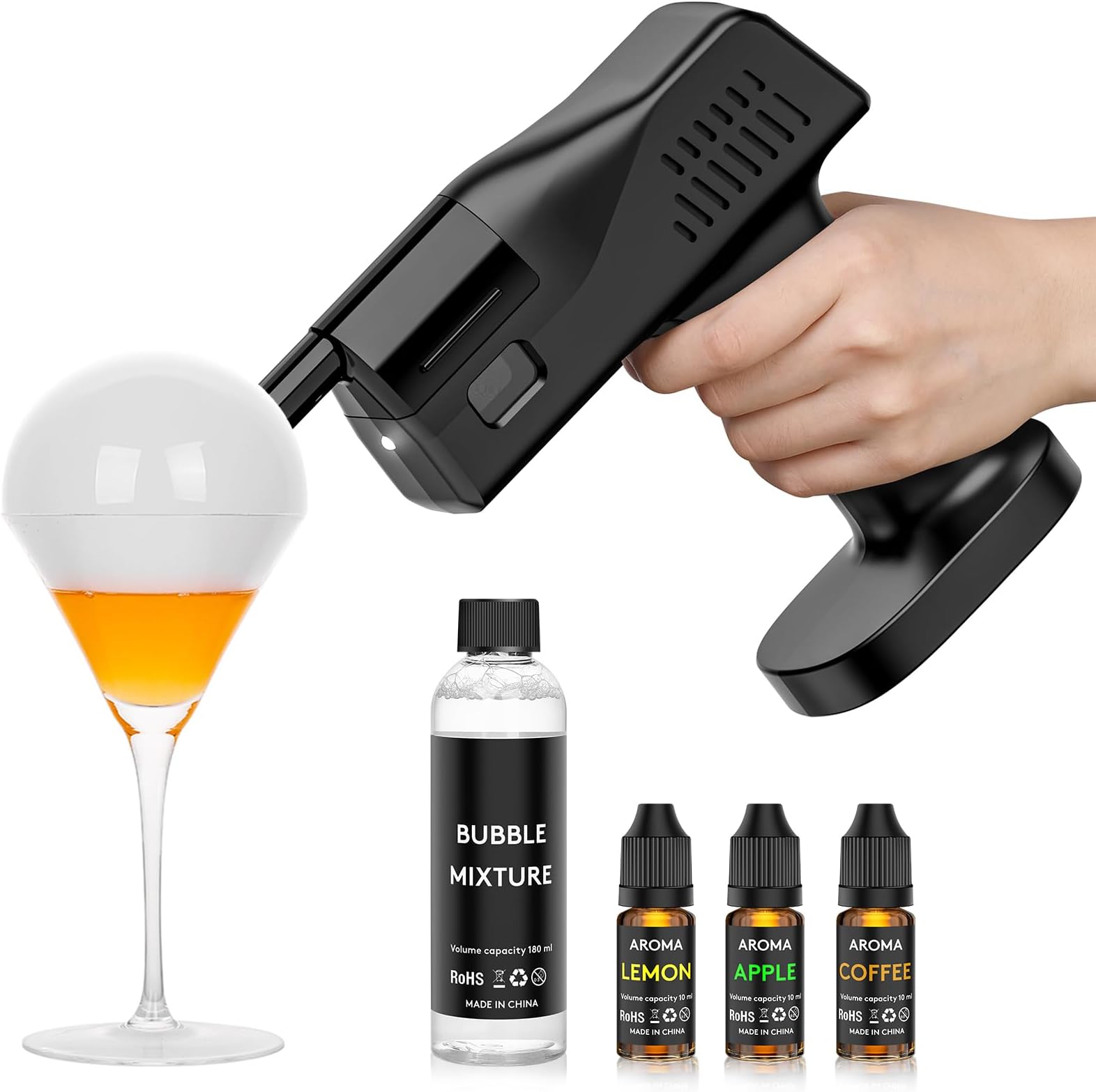 Smoking Gun for Cocktails and Food, Handheld, Fully Automatic Operation, with Screen Display, for Food, Meat, BBQ, Drinks, Cheese Indoor and Outdoor