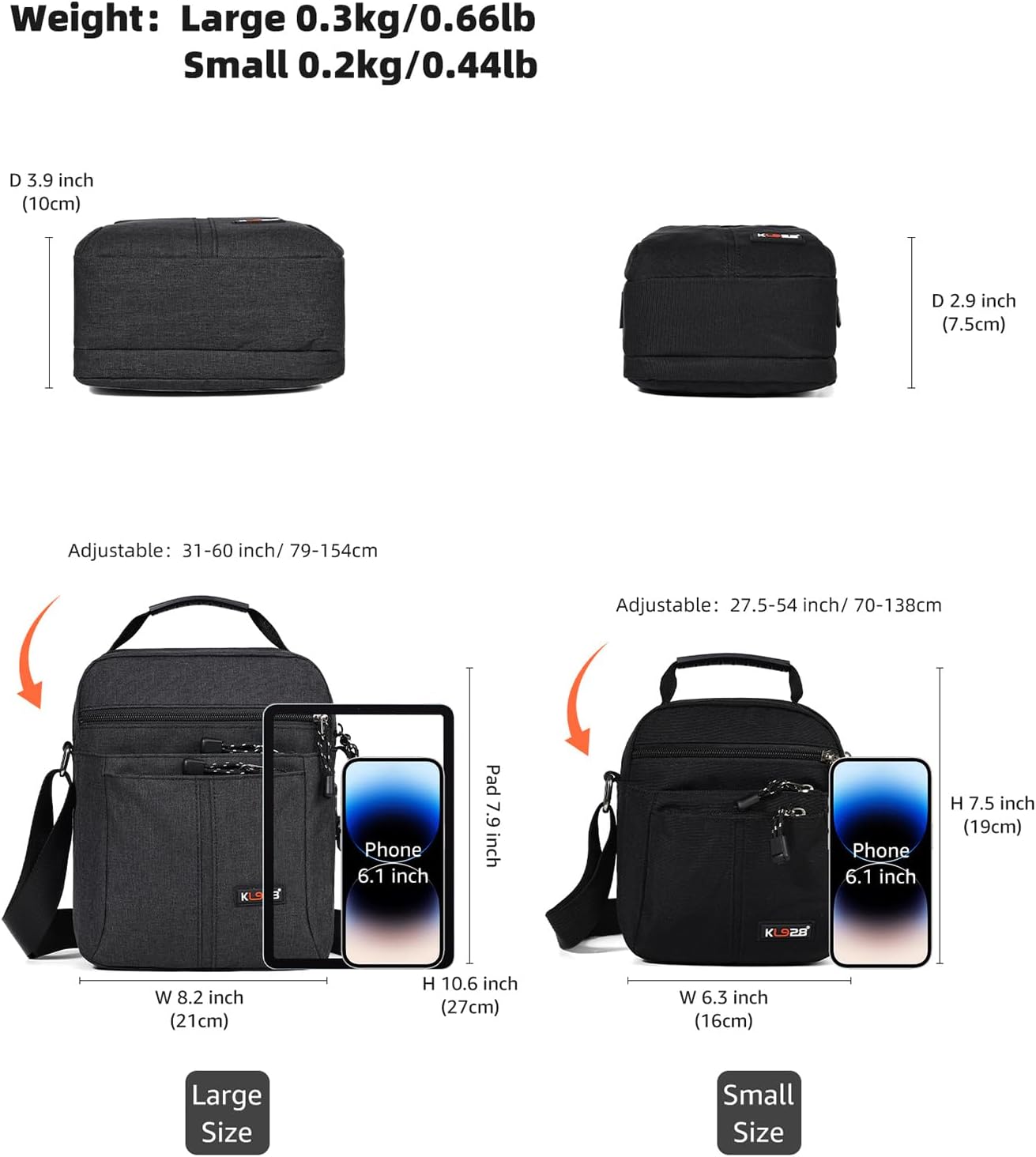 KL928 Men's Messenger Bag - Crossbody Shoulder Bags Travel Bag Man Purse Casual Sling Pack for Work Business - Image 3