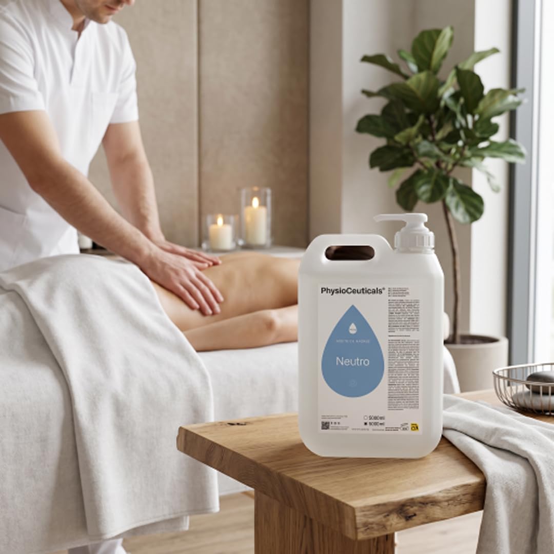 PHYSIOCEUTICALS - Aceite Neutro Masaje Profesional 5000ml - Base Parafina Alto Rendimiento- Fisioterapia, Spa y Centros Masaje