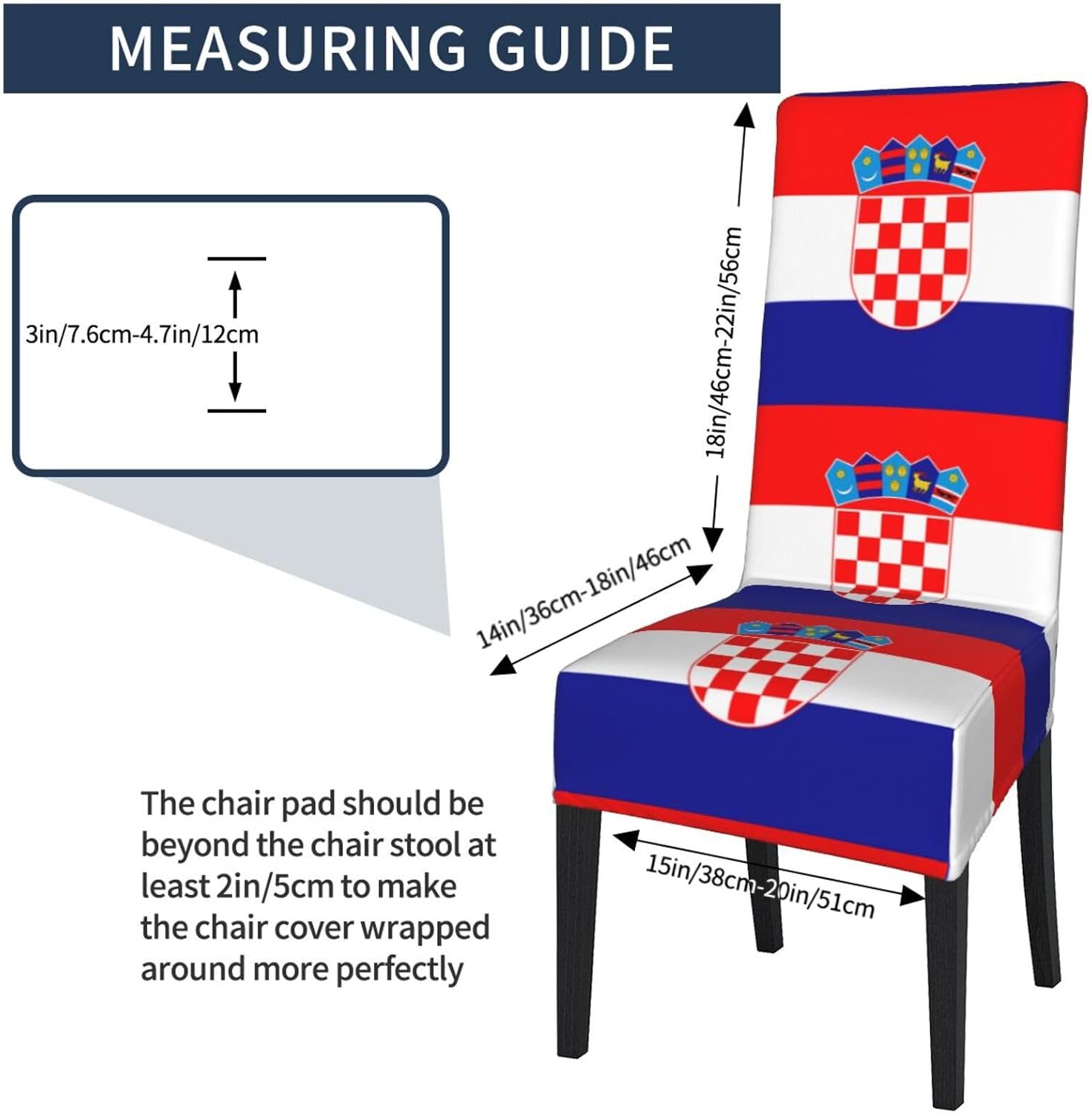 Republic of Croatia Flag Prints Protection Cover for Dining Chair – Stretchy & Wrinkle-Resistant Chair Throw Covers for Dining Room, Hotel, and Event Decor