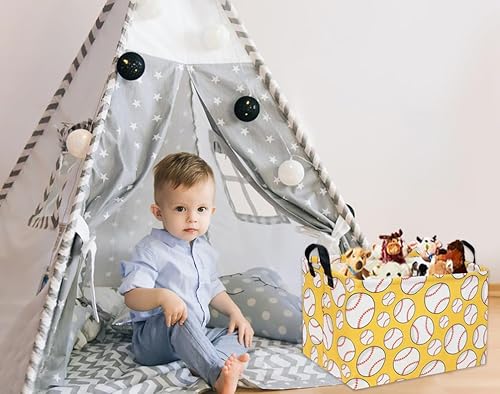 Miniatura 5 de Cesta rectangular de béisbol, cesta de regalo de Pascua, cesta de almacenamiento vacía para niños, cesta de almacenamiento de juguetes de béisbol