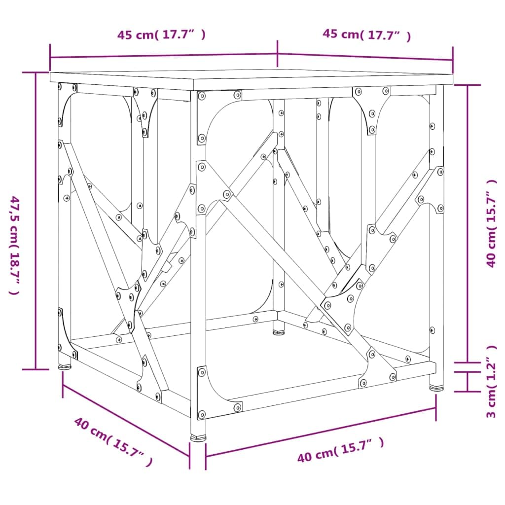 Homgoday Tavolino da caffè in rovere marrone, 45 x 45 x 47,5 cm, in legno ingegnerizzato, tavolino da tè per soggiorno, sala d'accoglienza degli ospiti, camera da letto e ufficio