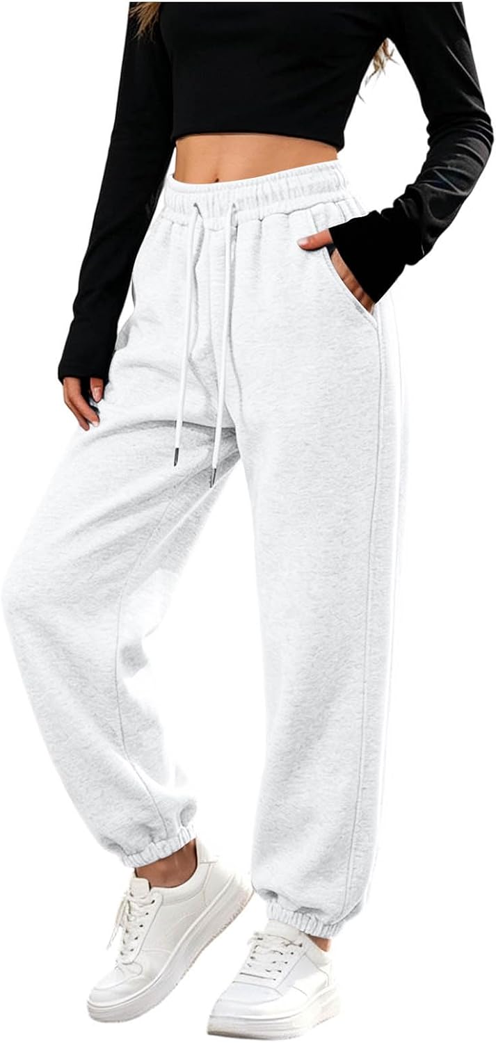 Women's High Waist Sweatpants Athletic Joggers Track Pants | Workout Pants for Yoga Running Gym Lounging, Drawstring Sweatpant Casual Jogging Sweat Pant with Pockets