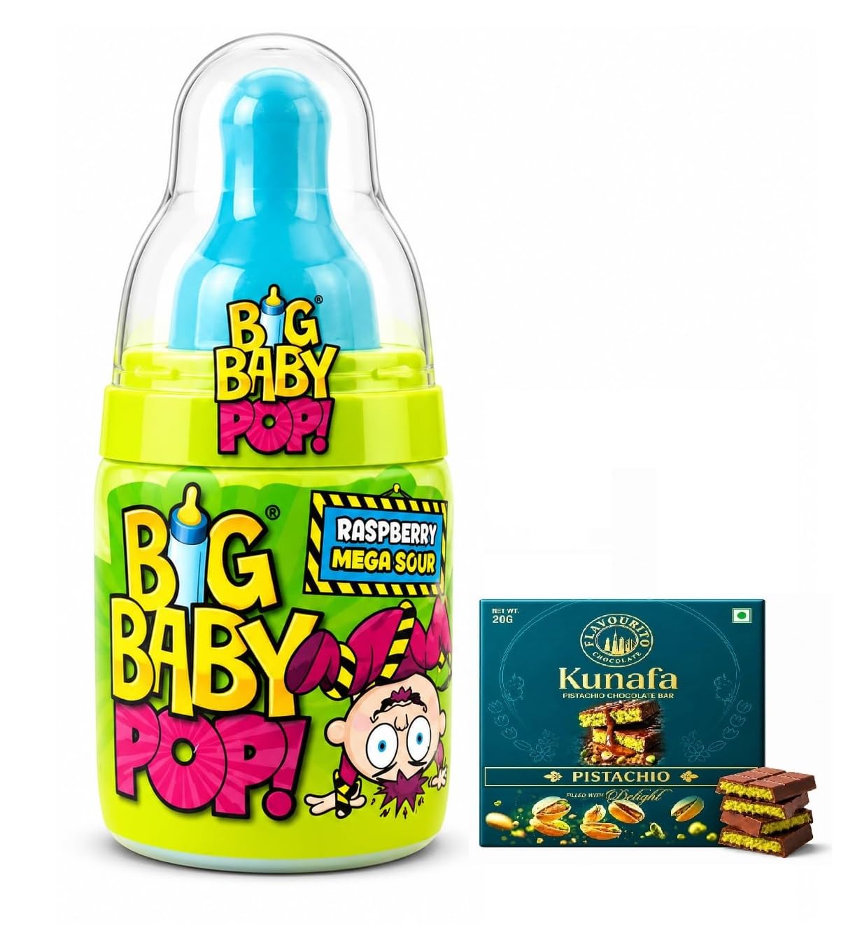 Big Baby Pop Raspberry Flavour Mega Sour Hard Candy Lollipop with