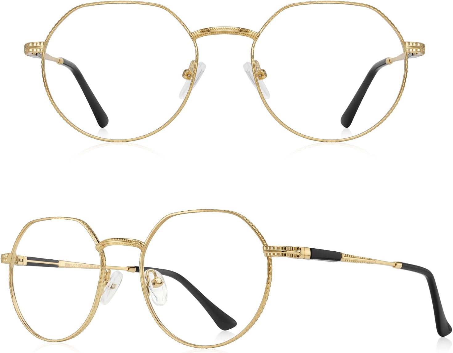 Classic Round Polygon Reading Glasses for Men Women Light Blocking Computer Readers Spring Hinge Metal Frame - Image 2