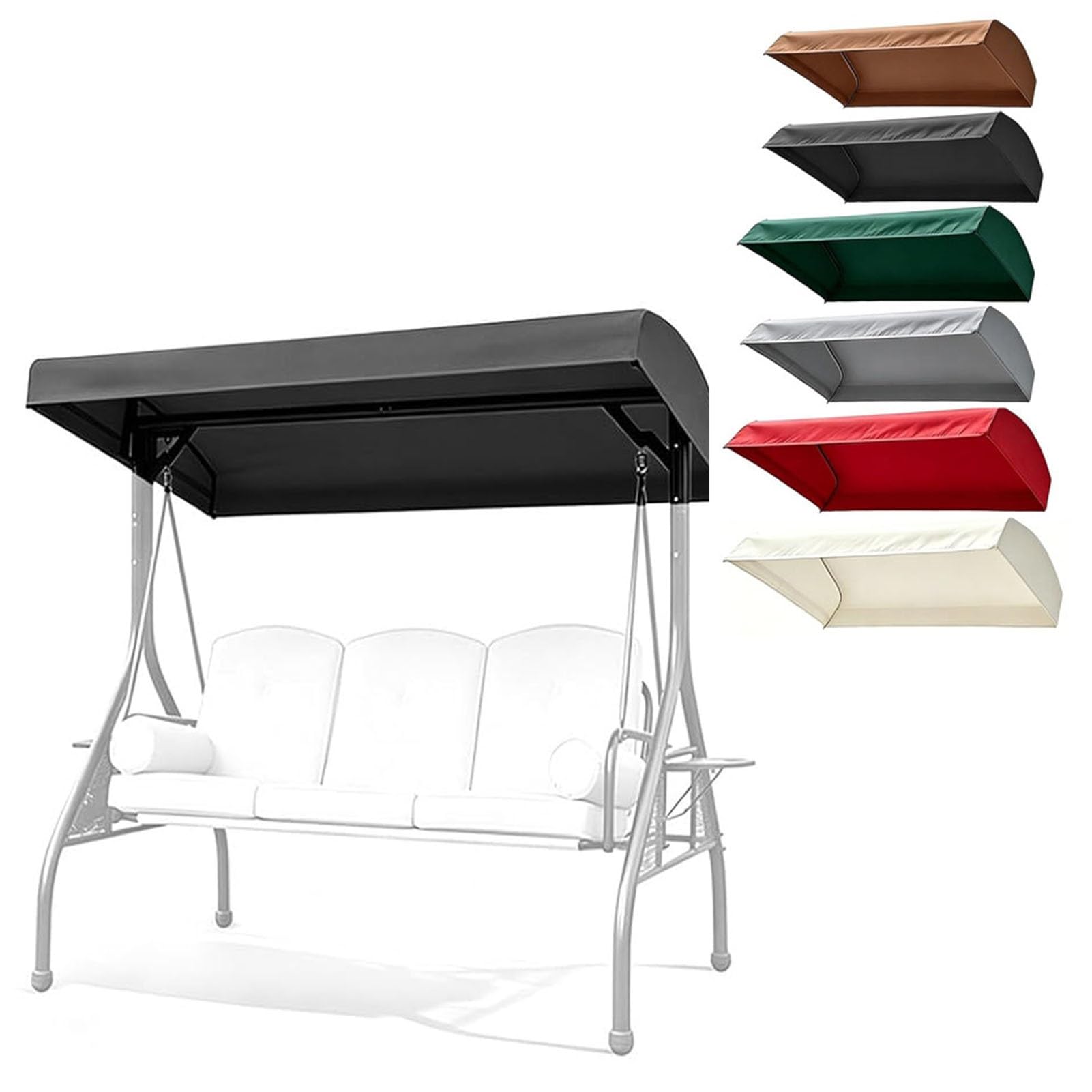 Toit de Rechange pour Balançoire Patio 2-3 Sitzer, Wasserdicht Housse de Balancelle de Jardin Anti-UV pour Protection de Meubles D'extérieur(Black,191x120x18cm/75x47x7in)