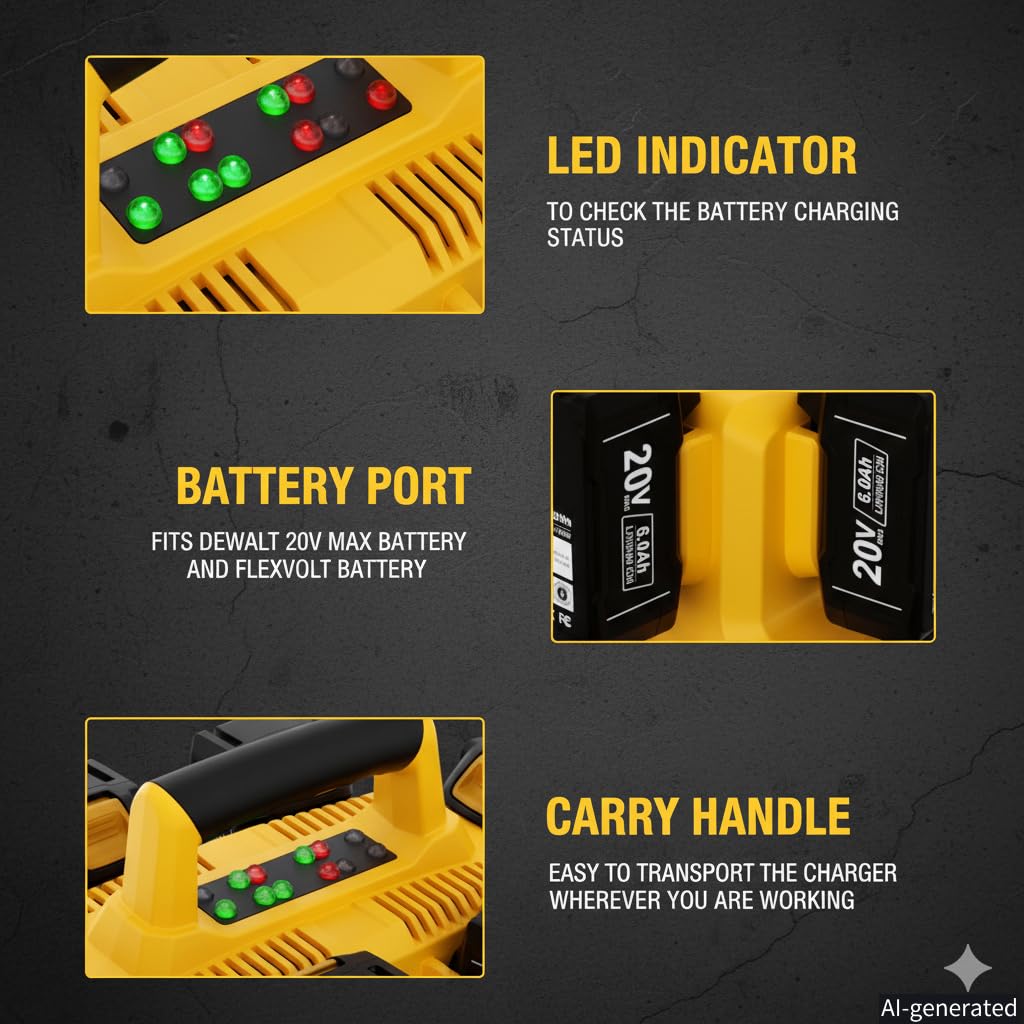 Repuesto de 6 puertos para estación de carga Dewalt de 20 V y 60 V, cargador de batería múltiple Dewalt, carga simultánea para baterías NULTIPLES, compatible con baterías Flexvlot de 20 V/60 V DCB200
