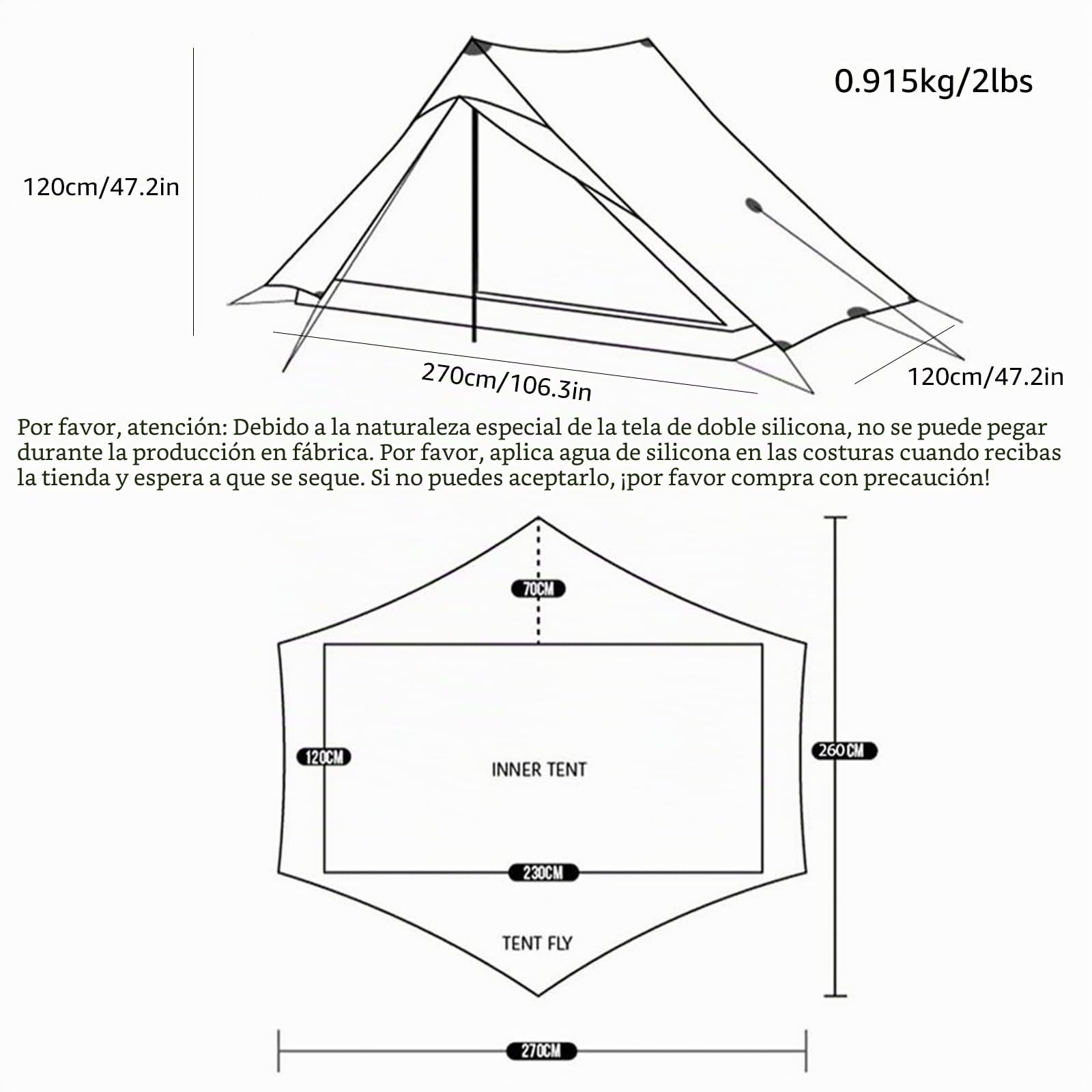 3FULGEAR Lanshan 2 Pro - Tienda de campaña Ultraligera para 2 Personas, 3/4 Estaciones 20D de silnylon para mochileros, Senderismo, Camping, Escalada