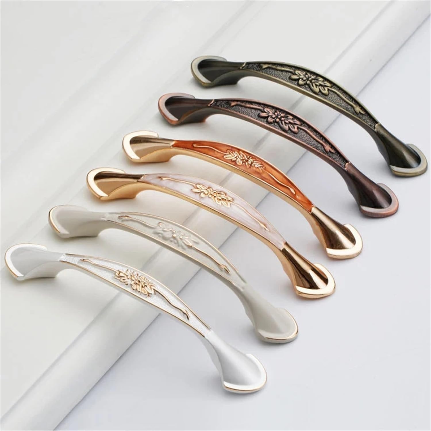 Zinc Alloy Cabinet Pull Knobs Door Kitchen Handles Furniture Hardware Wardrobe Cupboard Handle Drawer Pulls Door Handle 1Pcs(Ivory White 96mm)