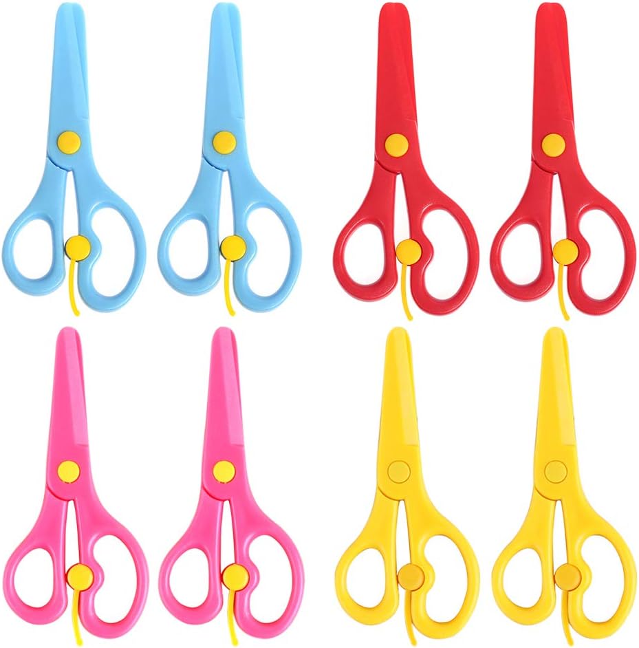 8 Pack Preschool Training Scissors Kids Plastic Playdough
