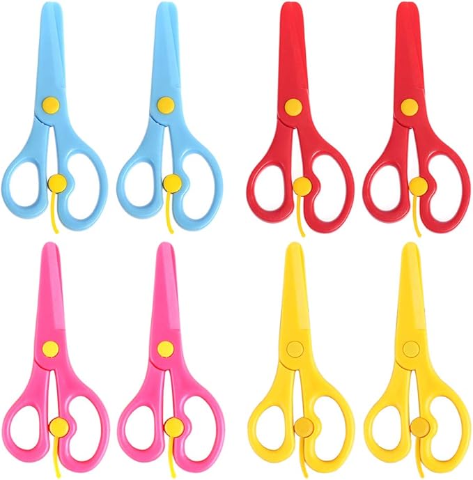 8 Pack Preschool Training Scissors Kids Plastic Playdough Scissors Childrens Toddler Safety